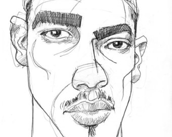 340x270 Male Face Sketch Etsy - Male Face Sketch