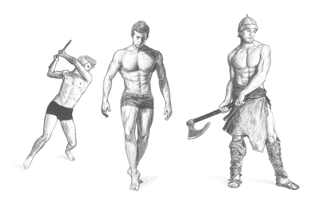 1118x701 Male Figure Sketches 1 By Luneder - Male Figure Sketch