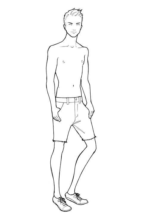 500x738 How To Draw A Male Fashion Figure Final Fashion - Male Figure Sketch