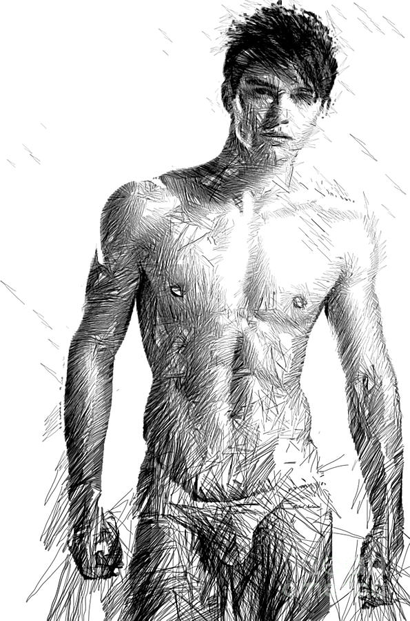 595x900 Male Model Digital Art By Rafael Salazar - Male Model Sketch