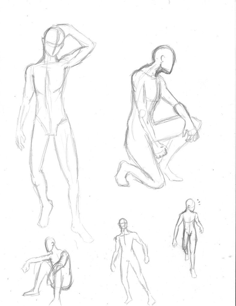 786x1017 Male Body Poses Sketch By Caz T13 - Male Pose Sketch