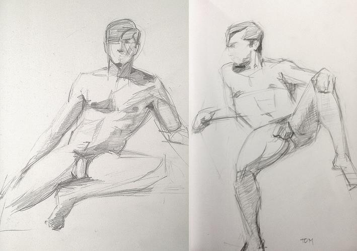 709x500 Male Figures - Male Pose Sketch