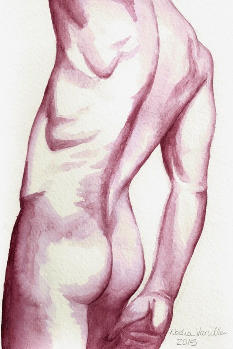 467x700 Male Torso From Behind, By Nadia Vanilla, 2015. Watercolor Pencil - Male Torso Sketch
