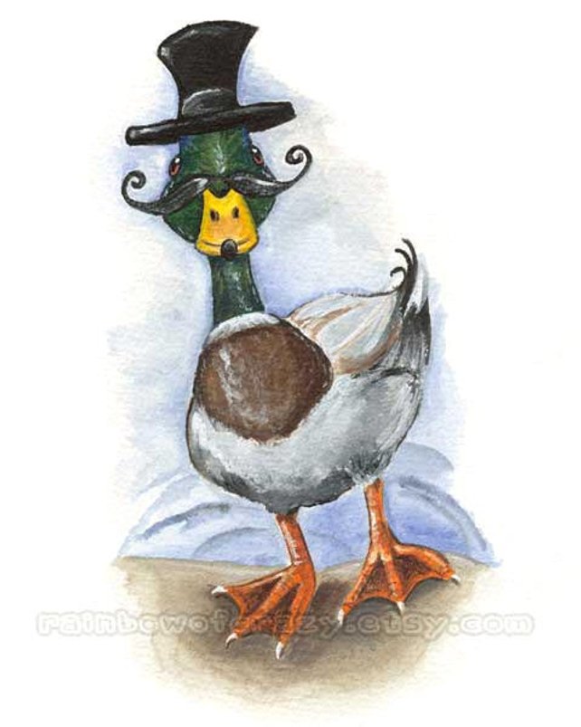 642x803 Mallard Duck Print Black Mustache Art Villain Poster Custom Etsy - Mallard Duck Sketch