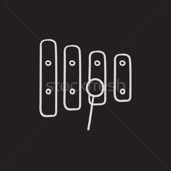 600x600 Xylophone With Mallet Sketch Icon. Stock Photo Andrei Krauchuk - Mallet Sketch