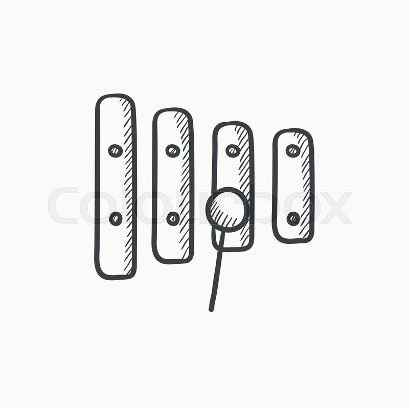 800x800 Xylophone With Mallet Vector Sketch Icon Isolated On Background - Mallet Sketch