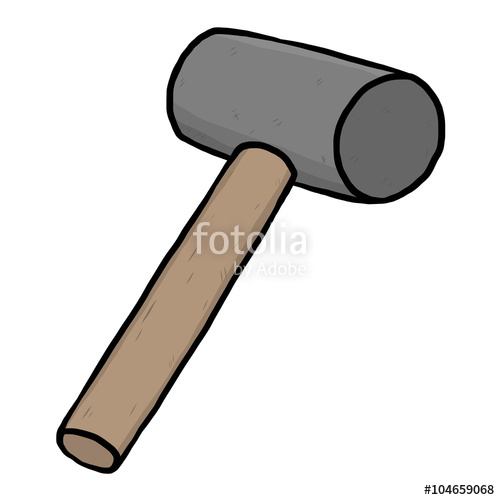500x500 Mallet Hammer Cartoon Vector And Illustration, Hand Drawn Style - Mallet Sketch