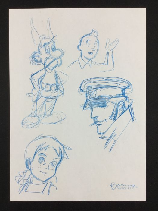 525x700 Asterix, Corto Maltese, Tintin - Maltese Sketch