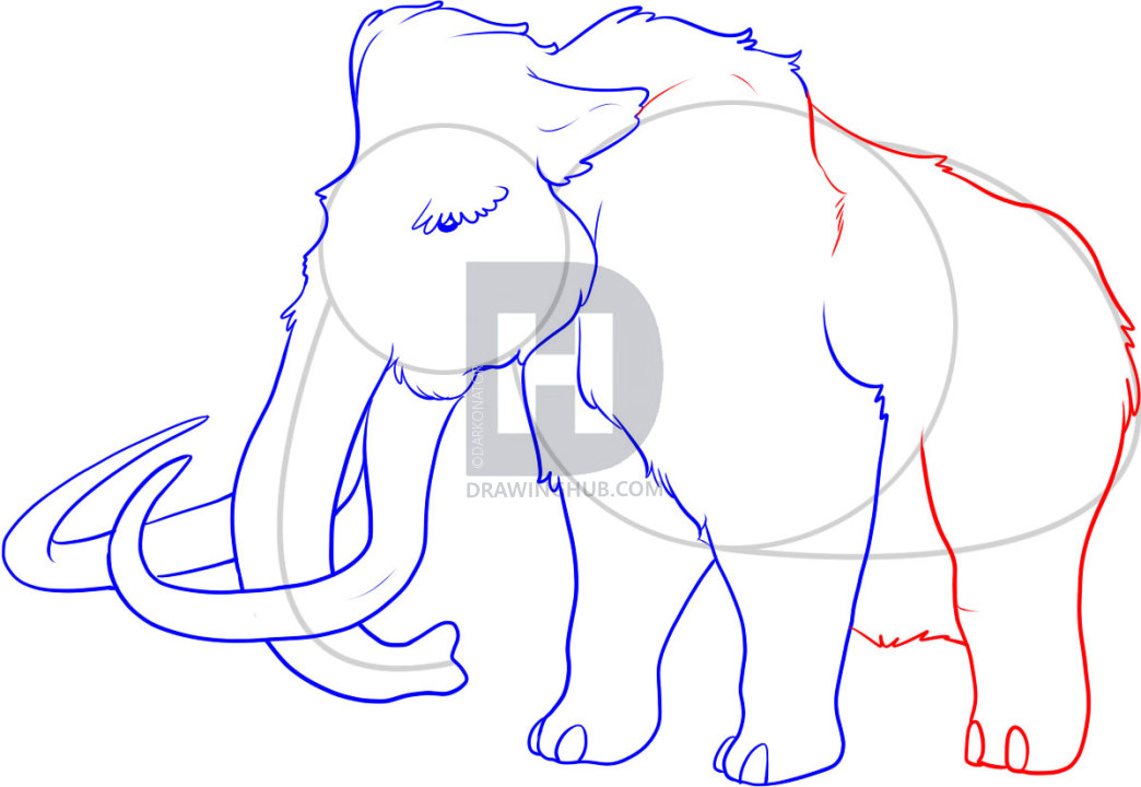 1044x720 How To Draw A Mammoth, Step By Step, Drawing Guide, By Darkonator - Mammoth Sketch