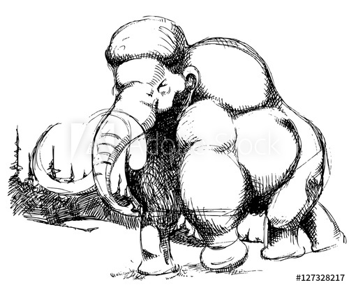 500x409 Mammoth. Graphics Sketch Ink. Vector Illustration - Mammoth Sketch