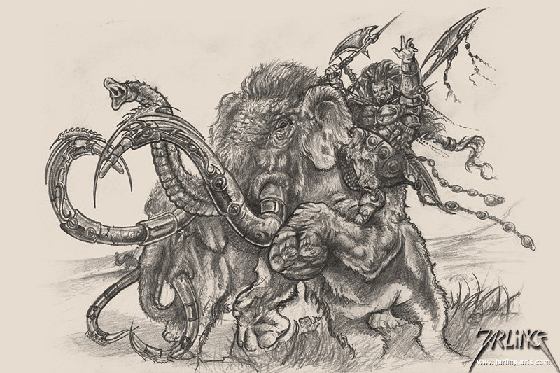 800x533 Fantasy Art] Mammoth Riders Sketch By J Art - Mammoth Sketch