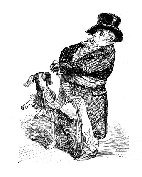 483x600 Humanized Animals Illustrations Man With Dog - Man And Dog Sketch