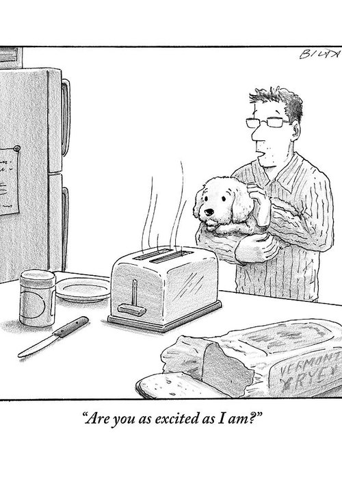 500x700 Man, Holding Dog, Speaks To Dog As Both Watch Greeting Card For - Man And Dog Sketch