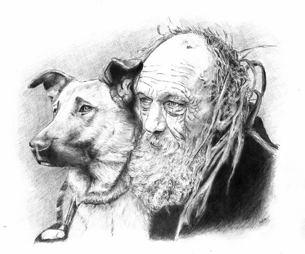 Man And Dog Sketch At PaintingValley.com | Explore Collection Of Man ...