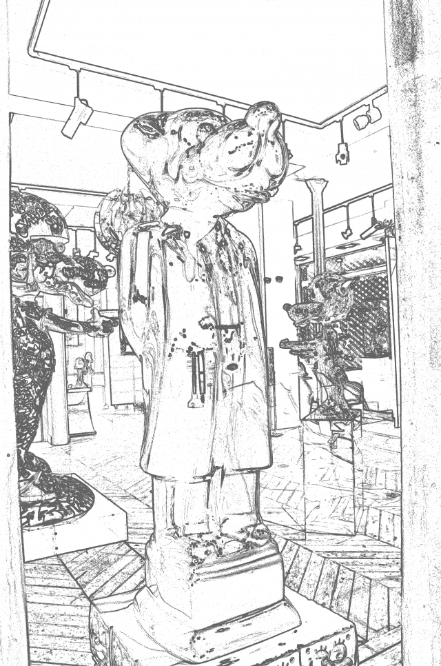 640x966 Man With Dog Head Drawing - Man And Dog Sketch