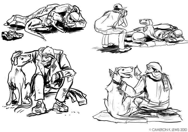 750x527 Cameron K. Lewis Sketchblog First Post - Man And Dog Sketch