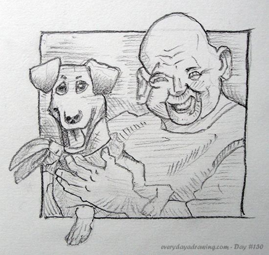550x520 Day - Man And Dog Sketch