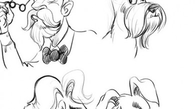 390x219 Dog Vs Man Sketches Cartoon - Man And Dog Sketch