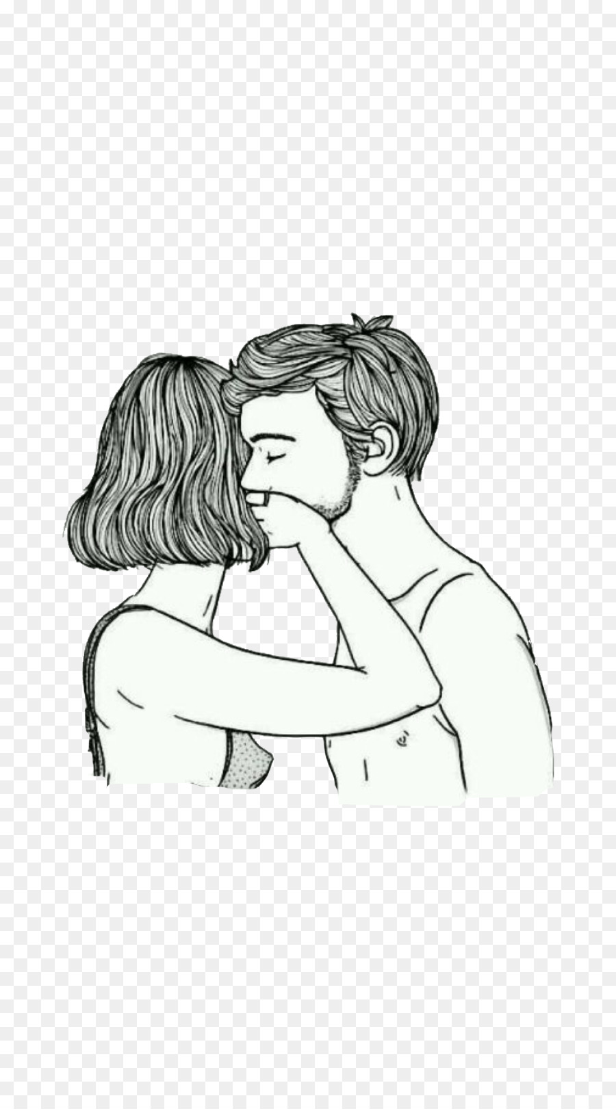 900x1620 Kiss - Man And Woman Hugging Sketch