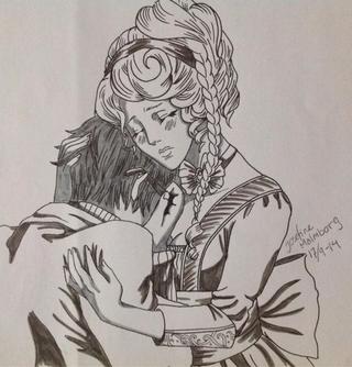 320x334 Trying Out My New Pens. - Man And Woman Hugging Sketch