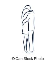 180x195 Woman And Man Meet Each Other And Fall In Love. Love - Man And Woman Hugging Sketch