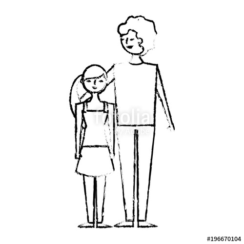 500x500 Smiling Man Hugging Young Girl Teen Cartoon Vector Illustration - Man And Woman Hugging Sketch