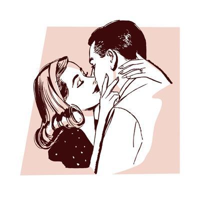 400x400 Man And Woman Kissing Art Print By Pop Ink - Man And Woman Sketch