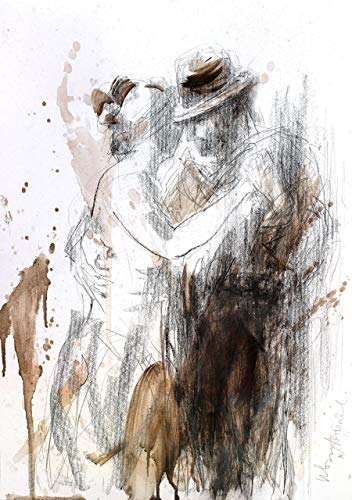 352x500 Dancing Couple Drawing, Giclee Art Print, Man And - Man And Woman Sketch