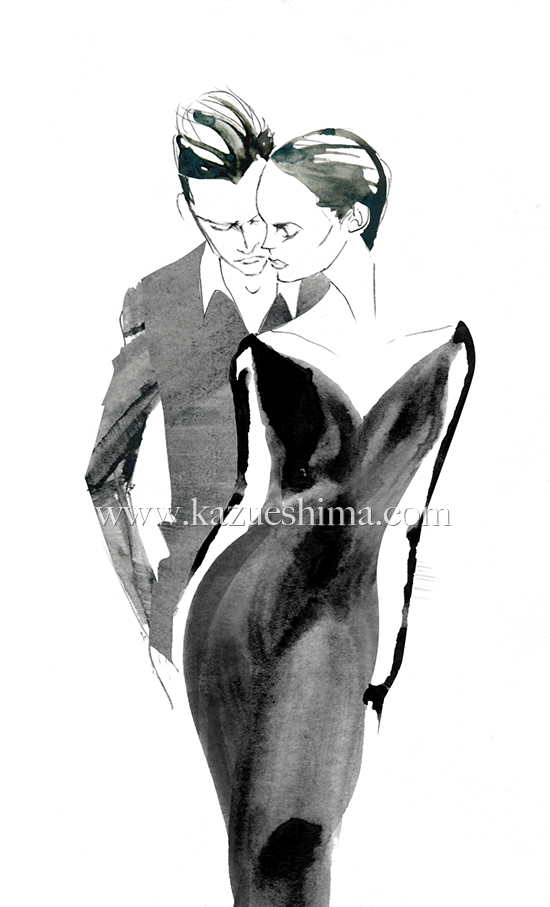 550x907 Fashion Illustration Man Amp Woman Kazue Shima Fashion Illustrator - Man And Woman Sketch