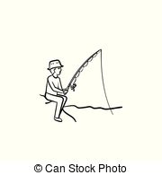 180x195 Fishing Hand Drawn Sketch Icon. Fishing Hand Drawn Outline Doodle - Man Fishing Sketch