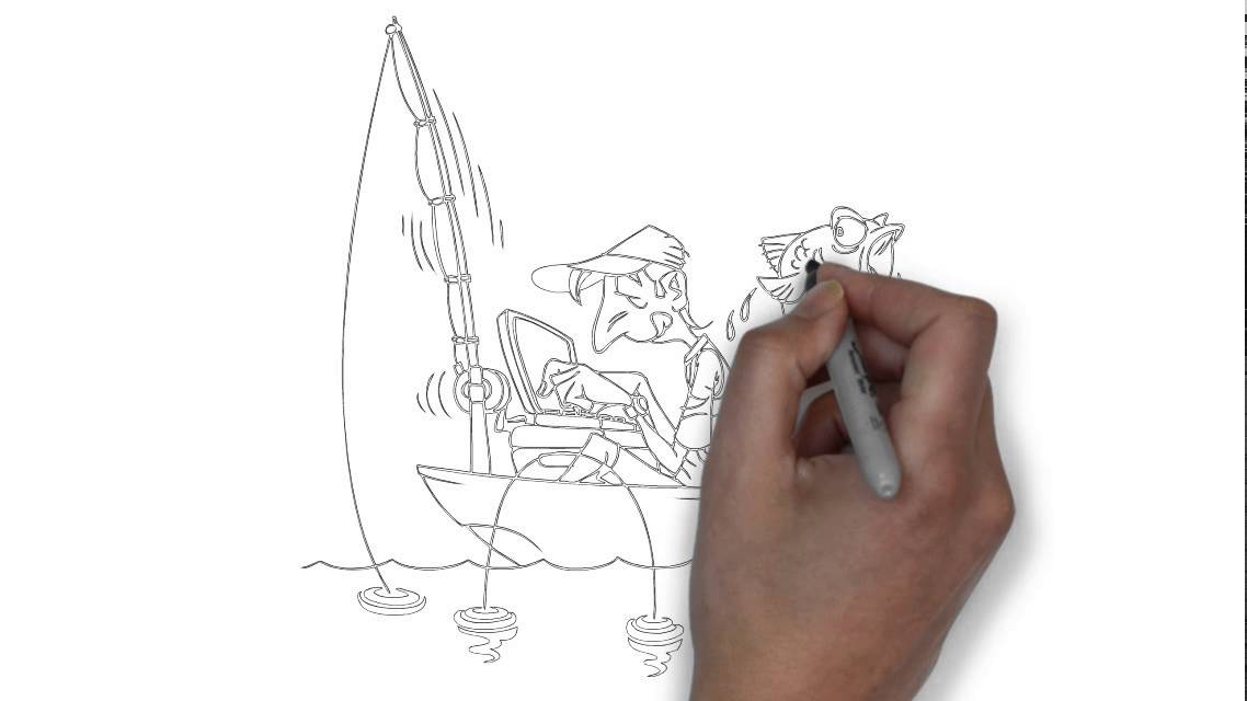 1138x640 How To Draw A Man Fishing - Man Fishing Sketch