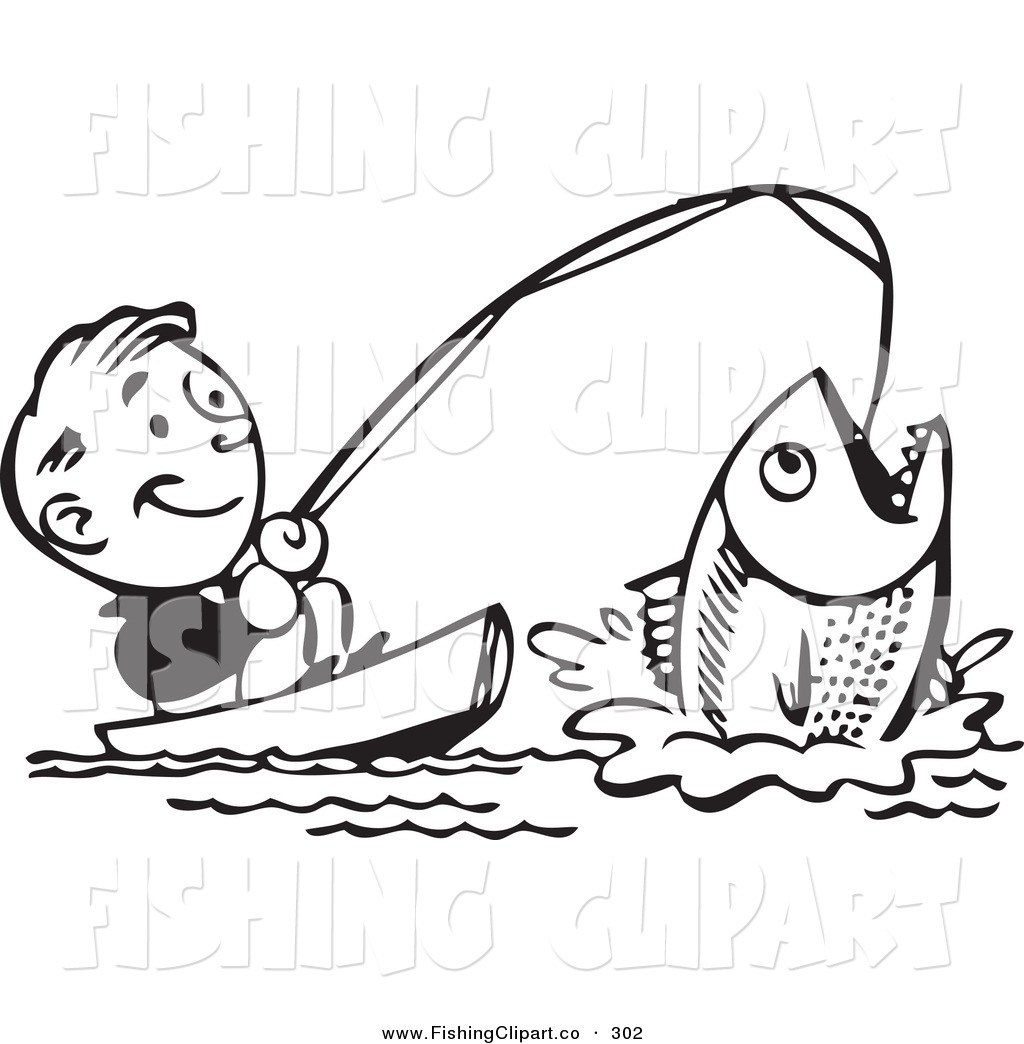 Рыбалка рисунок чб