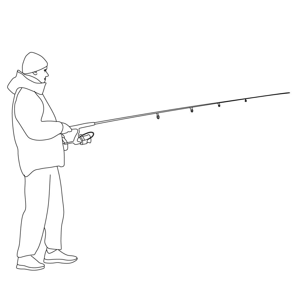 1250x1250 Man Fishing Free Cad People [Men] People, Fish Man - Man Fishing Sketch