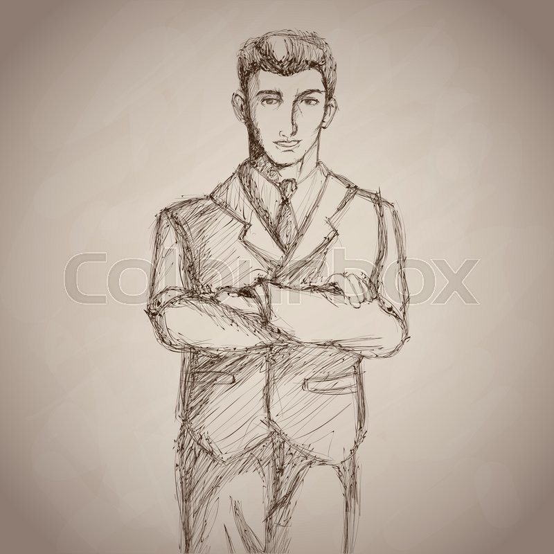 800x800 Businessman Suit Man Male Cartoon Business Icon. Isolated And - Man In Suit Sketch