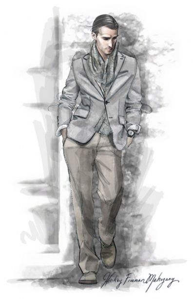 396x612 Drawn Man Suit Illustration 3378122 - Man In Suit Sketch