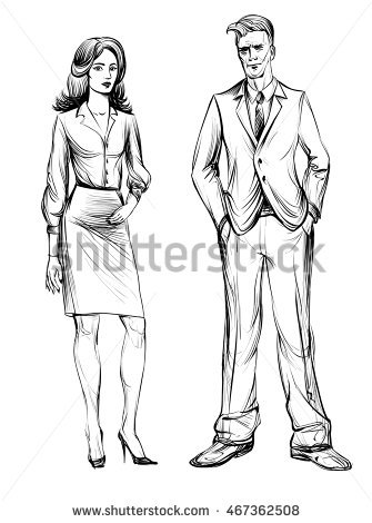 335x470 Drawn Man Suit Draw - Man In Suit Sketch