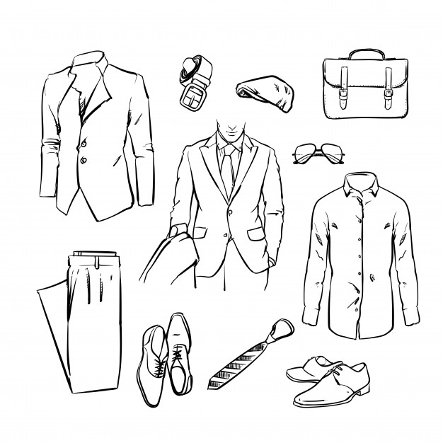 626x626 Handsome Business Man Suit. Office Uniform. Sketch Illustration - Man In Suit Sketch
