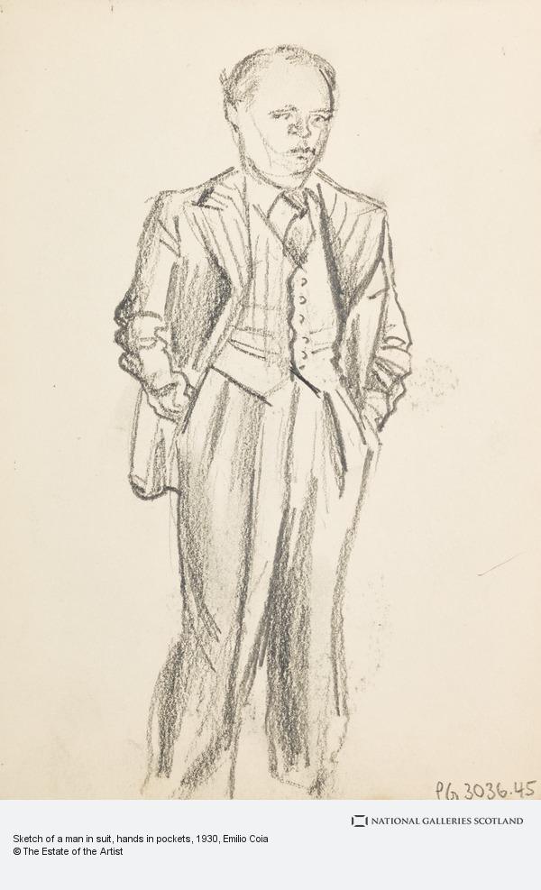 600x987 Sketch Of A Man In Suit, Hands In Pockets National Galleries Of - Man In Suit Sketch