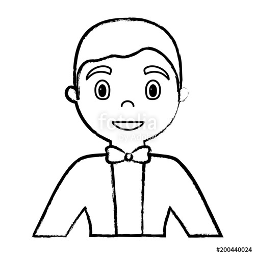 500x500 Sketch Of Cartoon Man With Suit And Bow Tie Icon Over White - Man In Suit Sketch