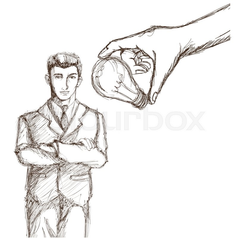 800x800 Businessman Bulb Suit Man Male Cartoon Business Icon. Isolated And - Man In Suit Sketch