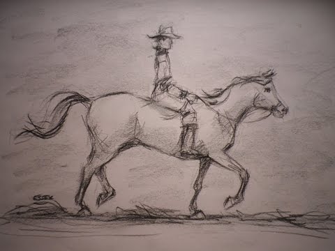 480x360 How To Draw A Horse And Rider - Man On Horse Sketch