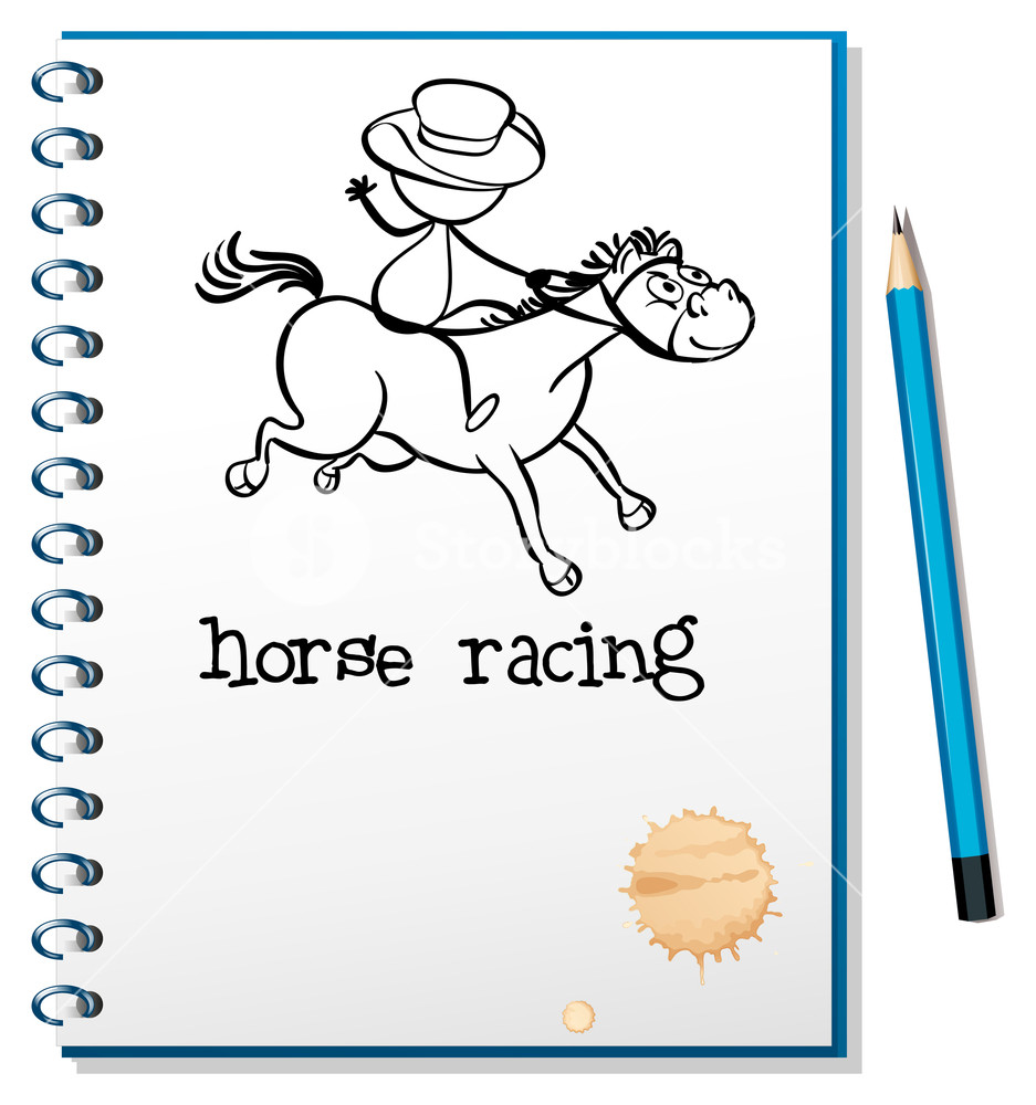 937x1000 Illustration Of A Notebook With A Sketch Of A Man Riding A Horse - Man On Horse Sketch