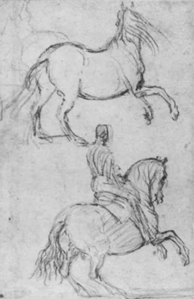 400x615 Studies Of A Horse And Man On Horseback By Diego Velazquez - Man On Horse Sketch