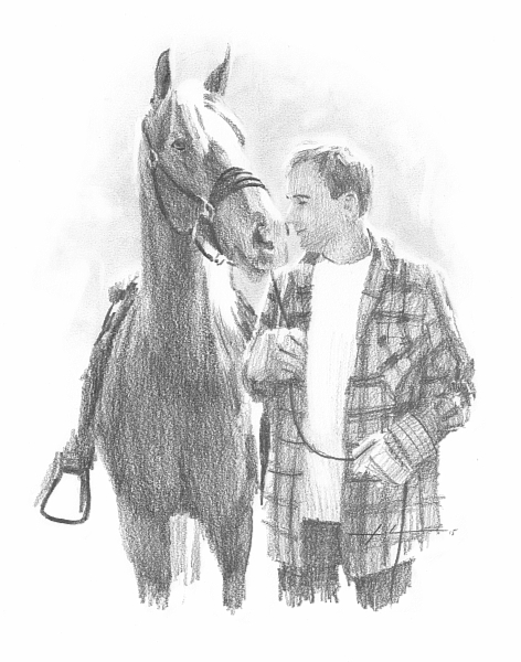 472x600 Young Man Amp Horse Drawing - Man On Horse Sketch