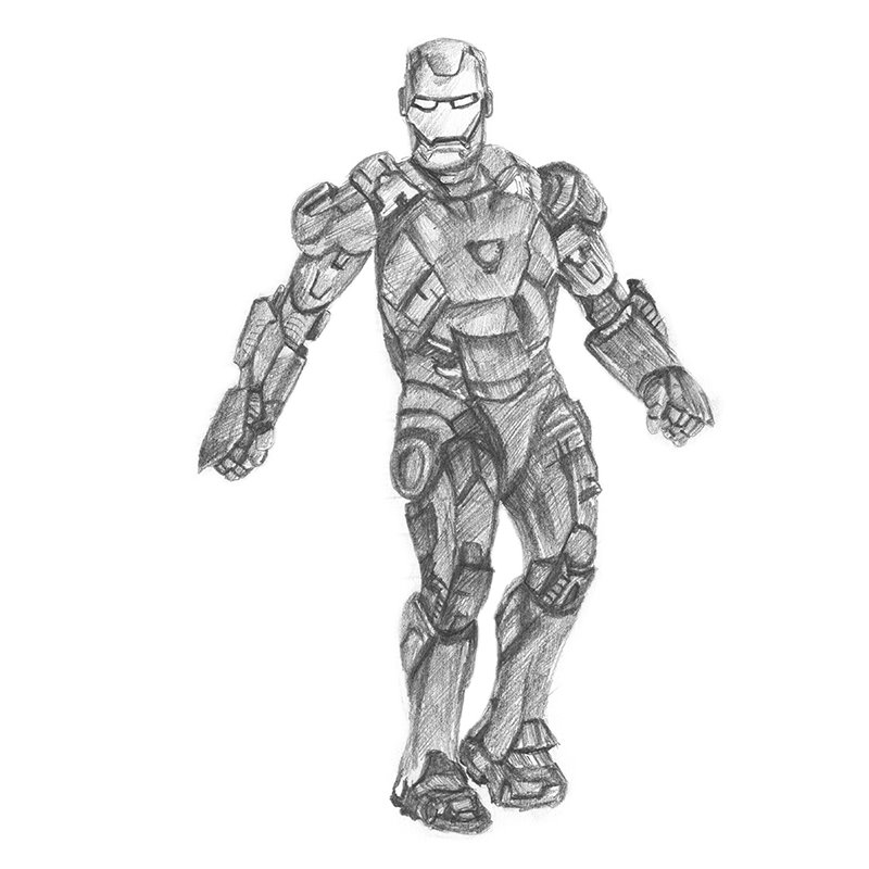 800x800 Iron Man Pencil Drawing - Man Pencil Sketch