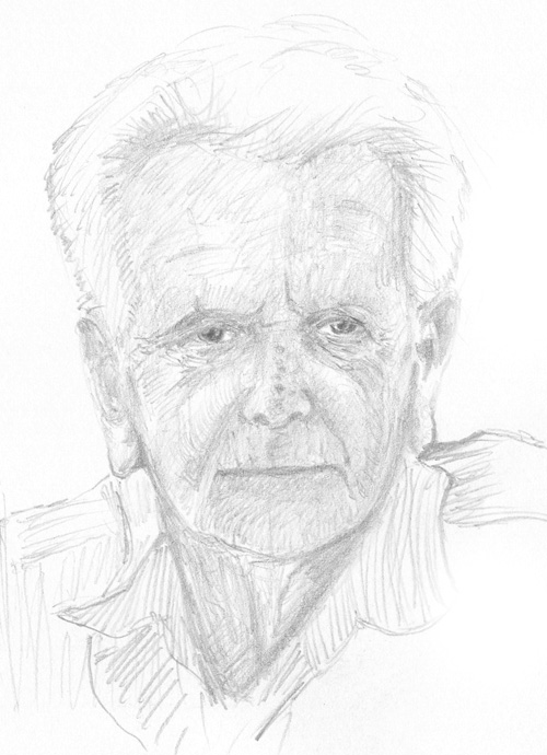 500x690 Pencil Sketch An Old Man 2 Lotny - Man Pencil Sketch