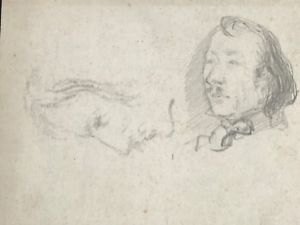 300x225 Antique Graphite Pencil Sketch Drawing Man Figure Head Profile Ebay - Man Pencil Sketch