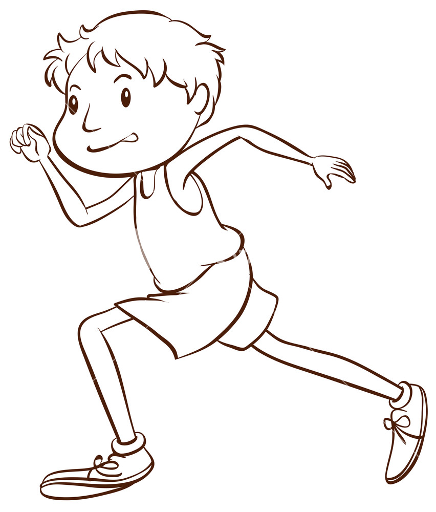852x1000 Illustration Of A Simple Sketch Of A Man Running On A White - Man Running Sketch