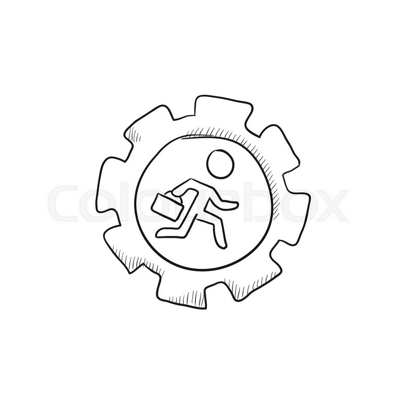 800x800 Man Running Inside The Gear Vector Sketch Icon Isolated On - Man Running Sketch