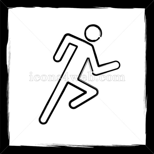 600x600 Running Man Sketch Icon. - Man Running Sketch